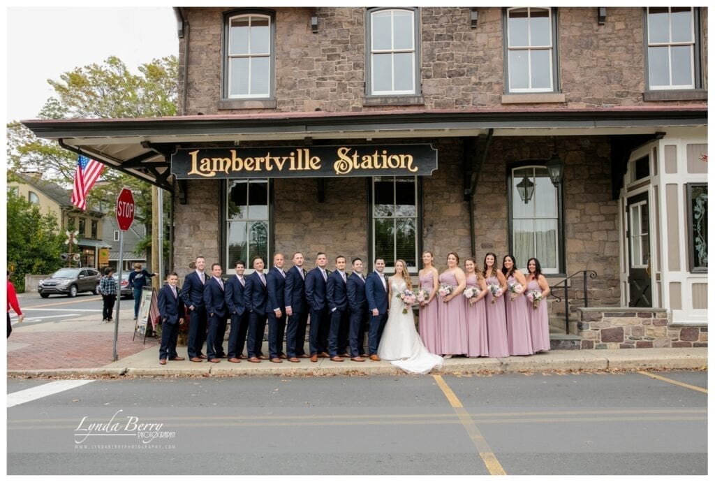 bridal party at Lambertville Station Inn