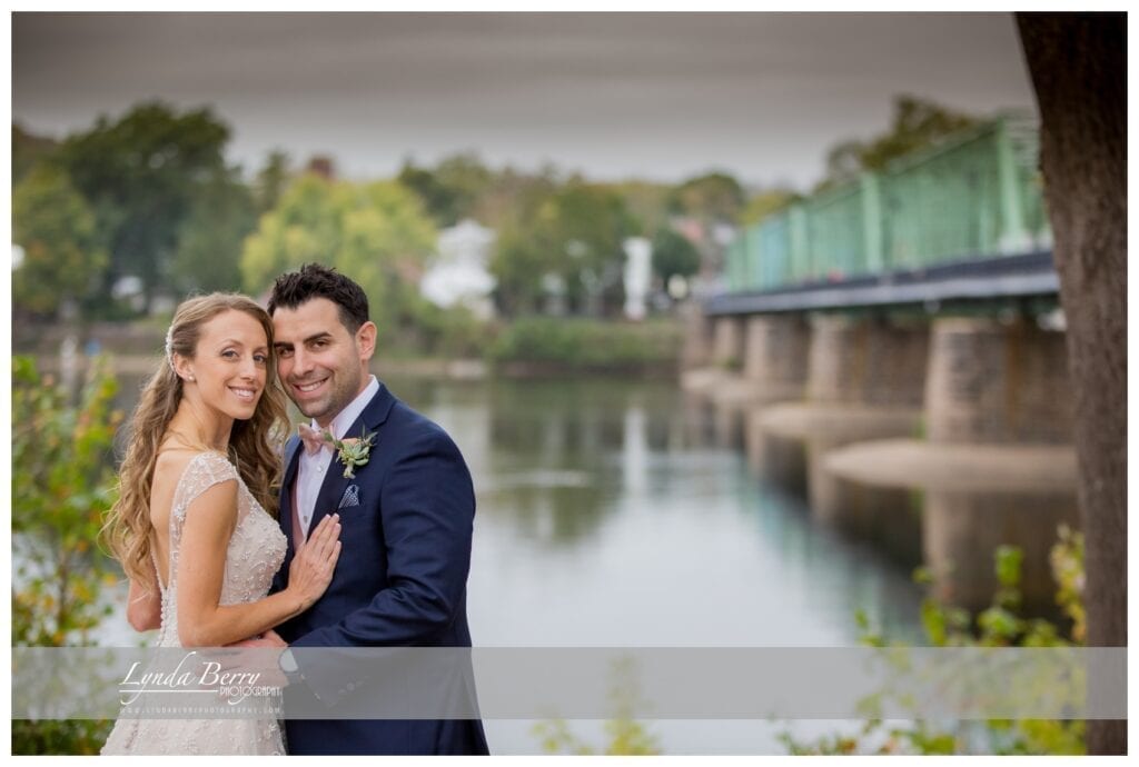 bride and groom at Lambertville Station Inn