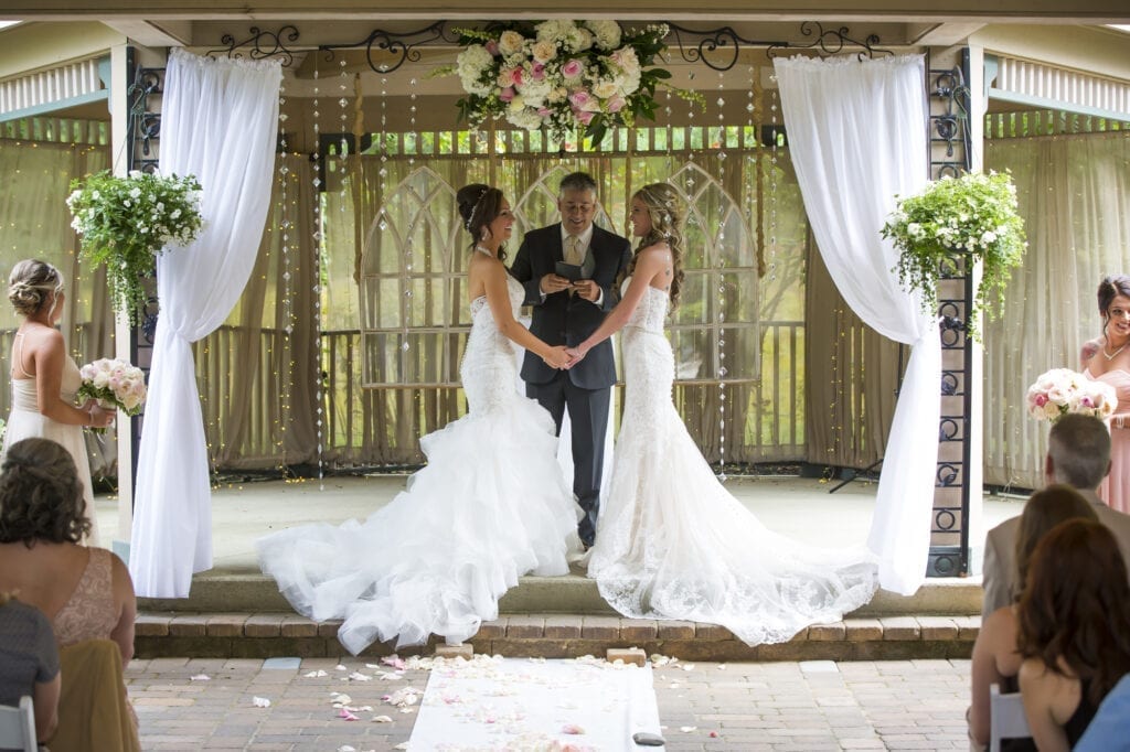 two gorgeous brides at Scotland Run Country Club