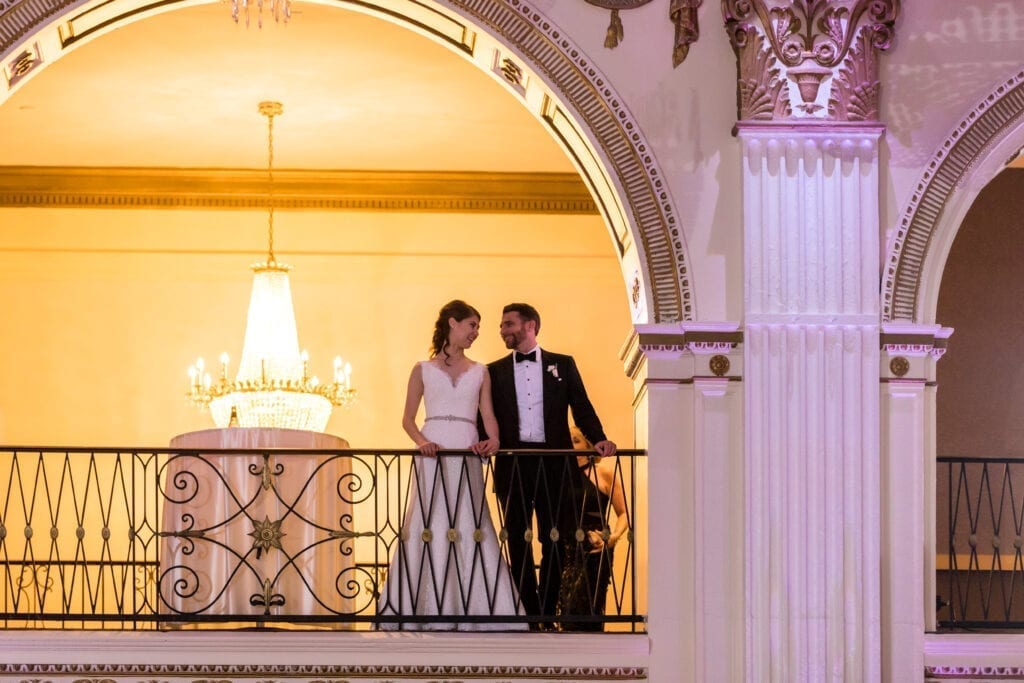 Ballroom at the Ben balcony with bride and groom