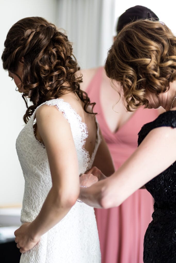 bride getting ready at Loews Hotel Philadelphia gorgeous hair and makeup by Bella Angel