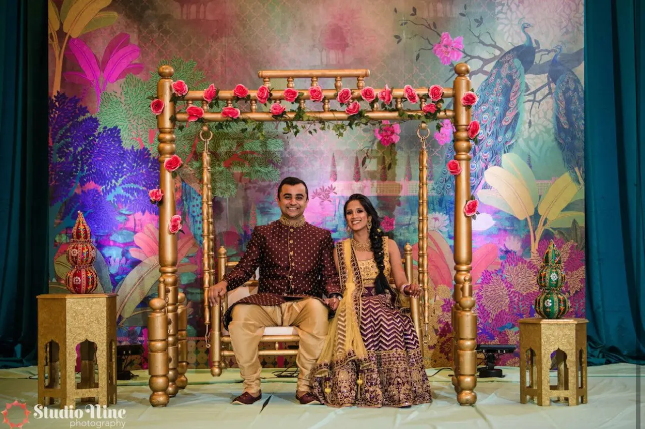 South Asian bride and groom