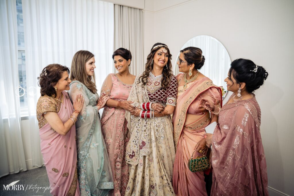 beautiful Indian bride and nuptials party