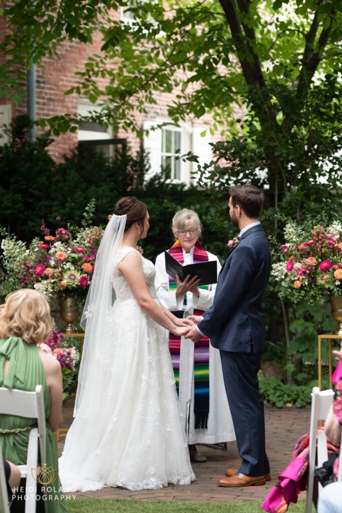 bride and groom getting married at hill-physick house philadelphia