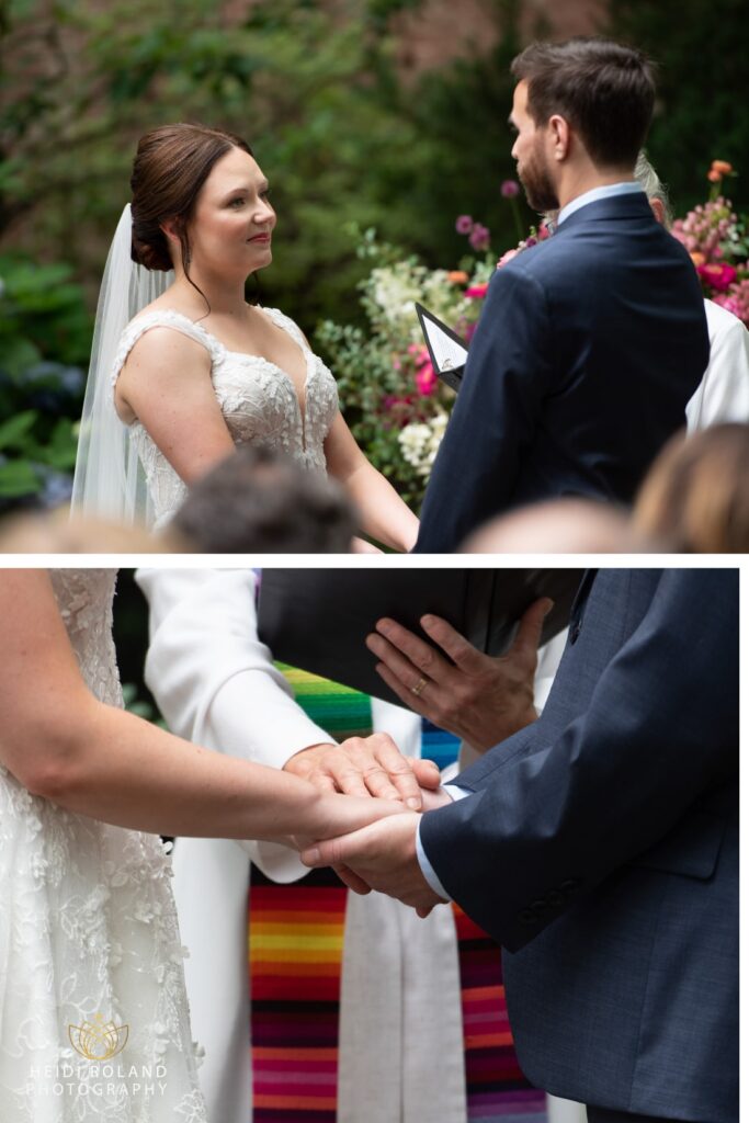 bride and groom during wedding ceremony at Hill-Physick House 