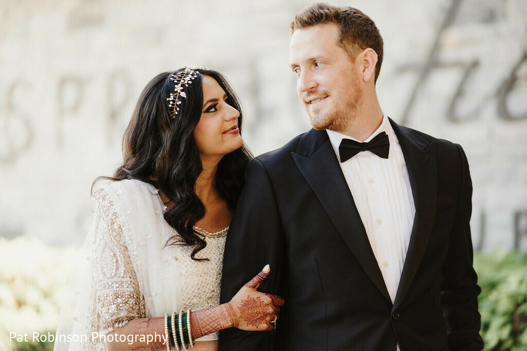 South Asian bride and her groom