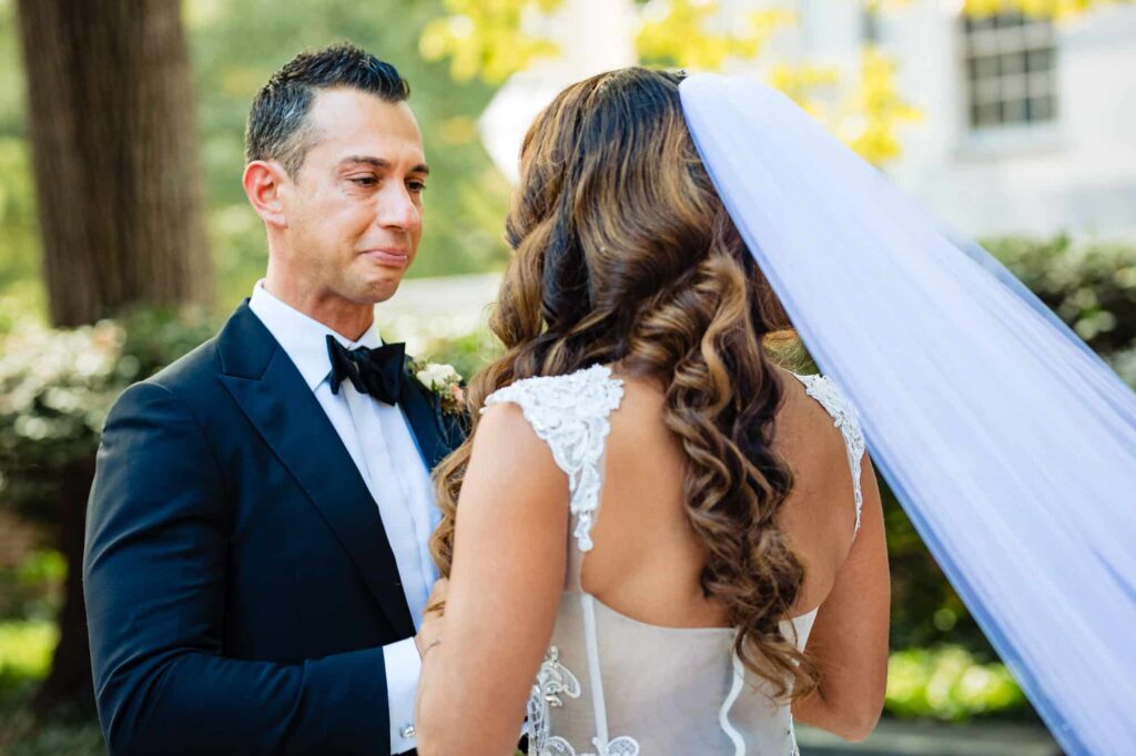 Groom crying