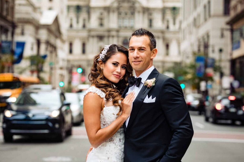 Bride and groom in Philly